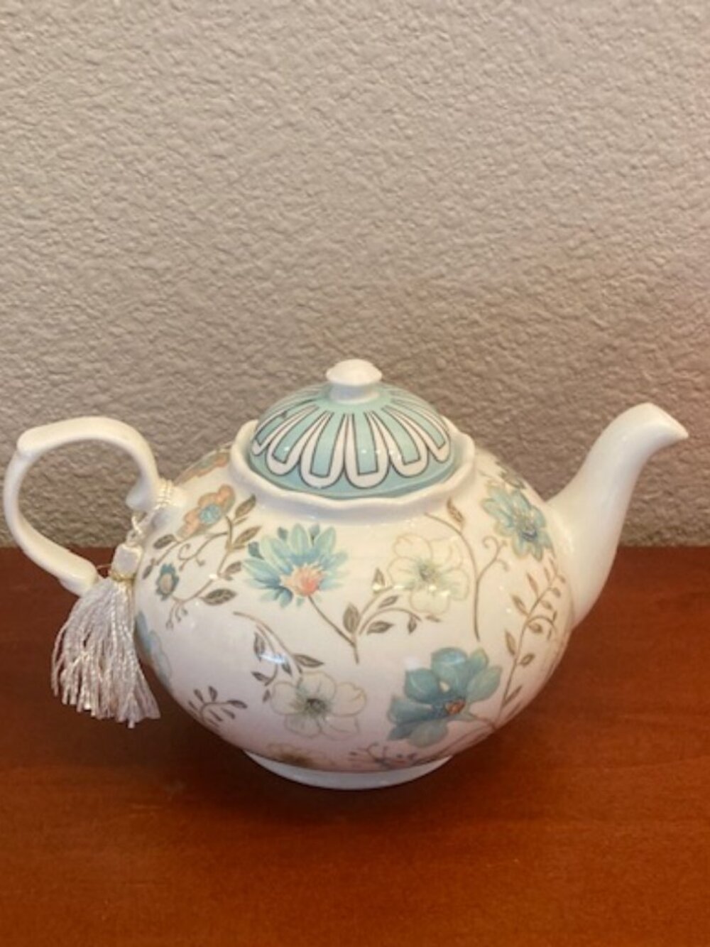 Blue Romance Floral Teapot - Porcelain Tea Pot with Tassel & Gift Box